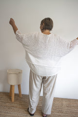 Travel Overlay Knit Top in White