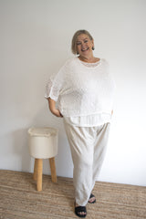 Travel Overlay Knit Top in White