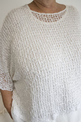 Travel Overlay Knit Top in White
