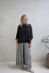 Caribbean Long Wide Leg Pant In Grey Jaguar