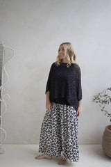 Caribbean Long Wide Leg Pant In Grey Jaguar