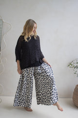 Caribbean Long Wide Leg Pant In Grey Jaguar