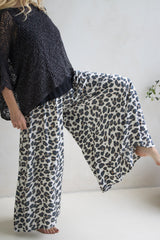 Caribbean Long Wide Leg Pant In Grey Jaguar