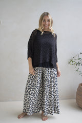 Caribbean Long Wide Leg Pant In Grey Jaguar