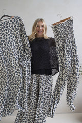 Caribbean Long Wide Leg Pant In Grey Jaguar