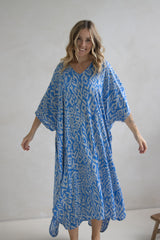 Long Kaftan In Mediterranean Blue