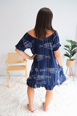 Aloha Dress In Navy Fish
