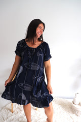 Aloha Dress In Navy Fish