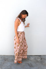 Bora Bora Long Wide Leg Pant in Pink Earth Rose