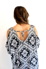 Cold Shoulder Dress In Black Diamond