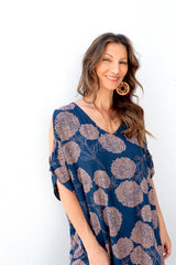 Cold Shoulder Dress In Blue Tea