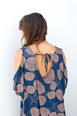 Cold Shoulder Dress In Blue Tea