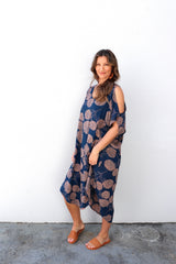 Cold Shoulder Dress In Blue Tea