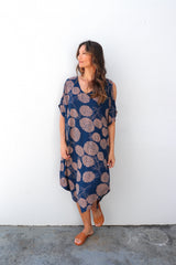 Cold Shoulder Dress In Blue Tea