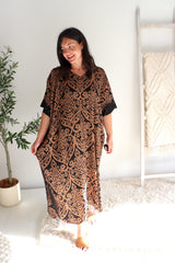 Long Kaftan In Pendant Choc/Black
