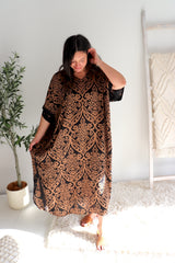 Long Kaftan In Pendant Choc/Black