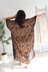 Long Kaftan In Pendant Choc/Black