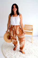 Harem Elastic Long Pant In Malta in Sienna