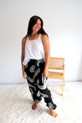 Harem Elastic Long Pant In Malta Black