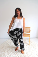 Harem Elastic Long Pant In Malta Black