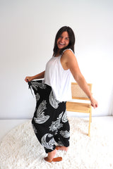 Harem Elastic Long Pant In Malta Black