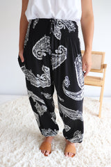 Harem Elastic Long Pant In Malta Black