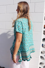 Amalfi Short Sleeve Top In Cottage Vine