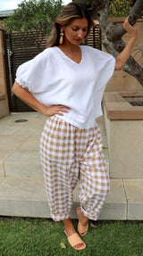 Dream Pant in Cotton Gingham Latte