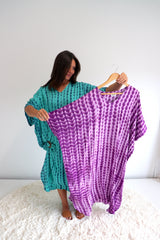Long Kaftan In Purple Tie Dye