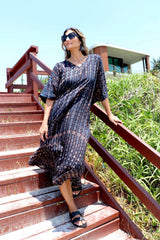 Long Kaftan in Midnight Tie Dye