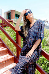 Long Kaftan in Midnight Tie Dye