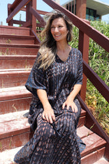 Long Kaftan in Midnight Tie Dye