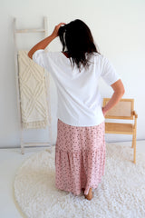 Pink Choc Polka Dot Maxi Skirt