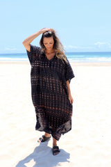 Long Kaftan in Midnight Tie Dye