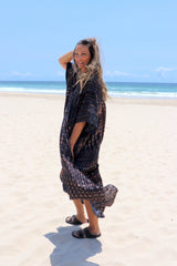 Long Kaftan in Midnight Tie Dye