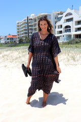 Long Kaftan in Midnight Tie Dye