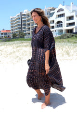 Long Kaftan in Midnight Tie Dye