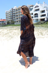 Long Kaftan in Midnight Tie Dye