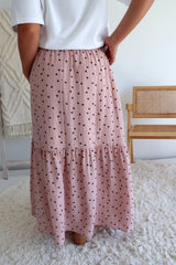 Pink Choc Polka Dot Maxi Skirt
