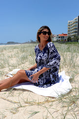 Short Kaftan in Tropic Navy