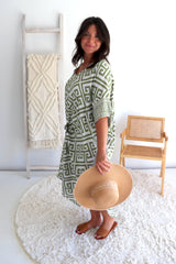 Long Kaftan In Corinthian Coast in Olive
