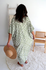 Long Kaftan In Corinthian Coast in Olive