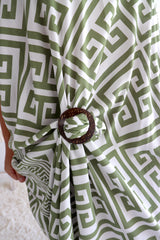 Long Kaftan In Corinthian Coast in Olive