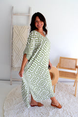 Long Kaftan In Corinthian Coast in Olive