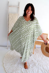 Long Kaftan In Corinthian Coast in Olive
