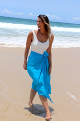 Take Me Away Sarong Plain Aqua Blue