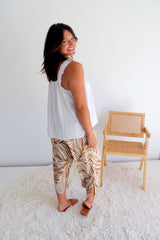 Whitehaven 3/4 Elastic Pant In Paradise Palm in Latte