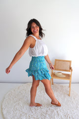 Ripple Effect Mini Skirt in Flowers Blue