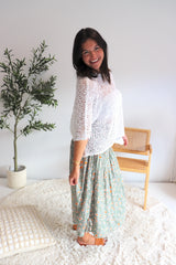 Strapless Beach Dress/Skirt in Olive Flower