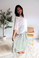 Strapless Beach Dress/Skirt in Olive Flower